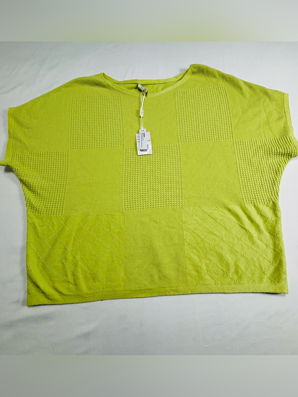 Vila Milano Bright Lime Knit Top with Textured Block Pattern W532